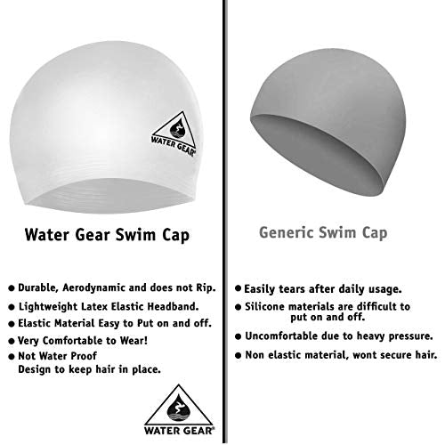 Latex Swim Cap for Adults - Durable & Flexible - White