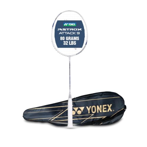 Badminton Racquet Astrox Attack 9 - Pre-Strung Pearl White