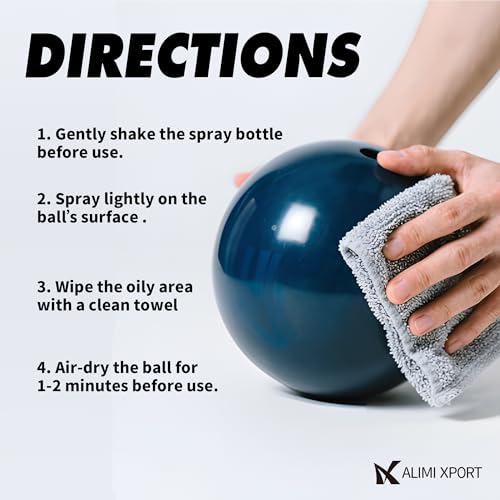 Bowling Ball Cleaner Spray with Microfiber Towel - Removes Oil, Dust