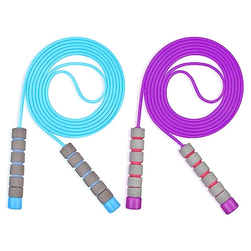 Adjustable Jump Ropes for Kids - 2 Pack Blue & Purple