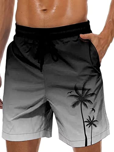 Men's Hawaiian Swim Trunks with Quick Dry Mesh Lining - 8 Inch Inseam