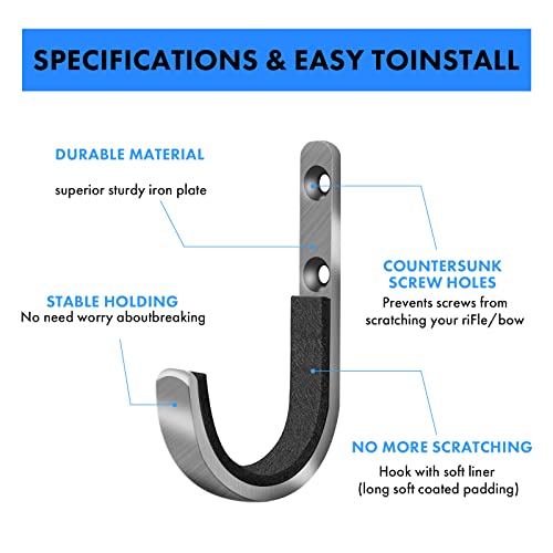 Heavy Duty Steel Gun Hooks for Wall - Safe Storage & Display