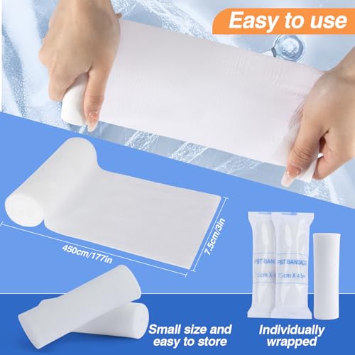 Gauze Rolls Bandages - 15 Pack, 3in x 4.9 Yards, Breathable Wrap