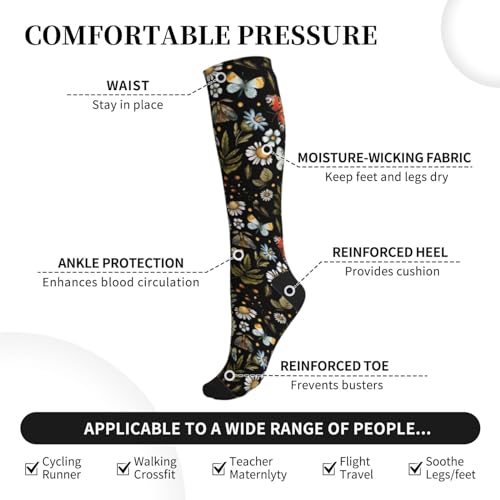 Compression Mushroom Socks for Circulation - Travel & Nursing