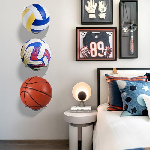Wall-Mounted Sports Ball Holder for Basketball, Soccer, Volleyball & More