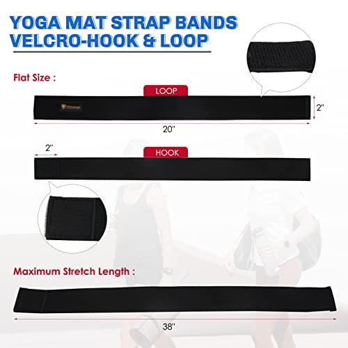Yoga Mat Strap - Heavy Duty Bungee Straps 4pcs - Black