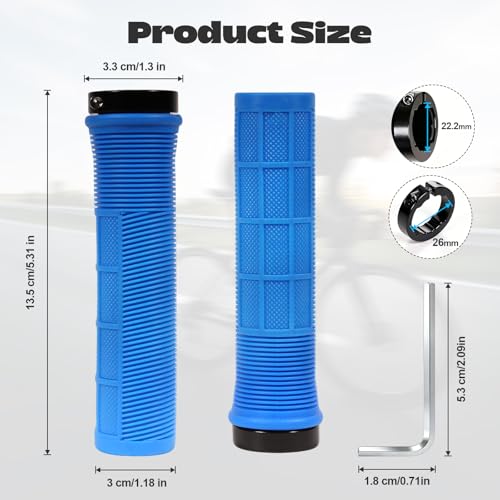 Ergonomic Non-Slip Bike Grips - Blue, Comfortable Handlebar Grips