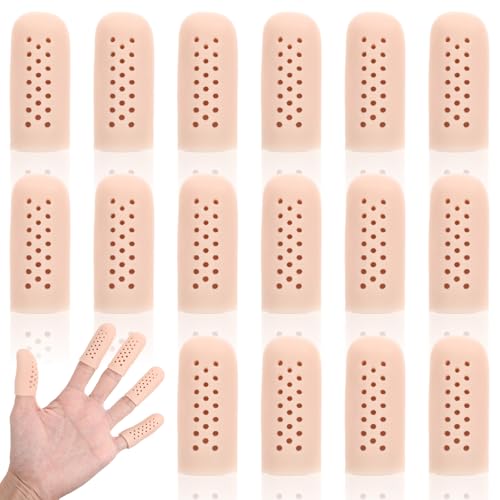 16 Pcs Breathable Silicone Finger Cots - Skin-Coloured Finger Protectors