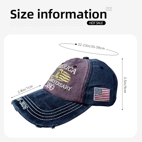 250th Anniversary Retro Baseball Cap - Adjustable Patriotic Hat