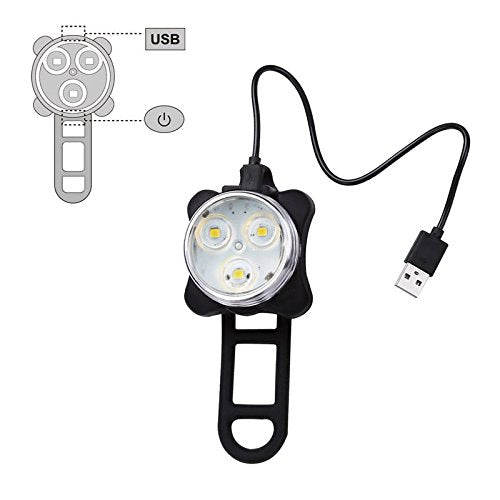 Topcom USB Rechargeable Bike Light Set, Super Bright, Bike Lights Front and Back, Waterproof, 4 Light Modes (2 Cables, 2 Straps).