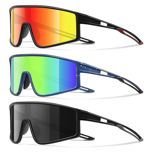Kids Polarized Sunglasses with UV Protection - Black+Red/Black+Grey/Blue+Green