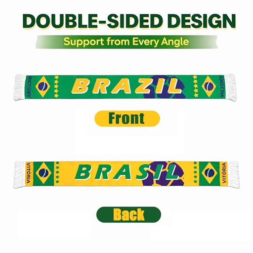 Soccer Fan Scarf - Double-Sided Cotton Fleece - Brazil