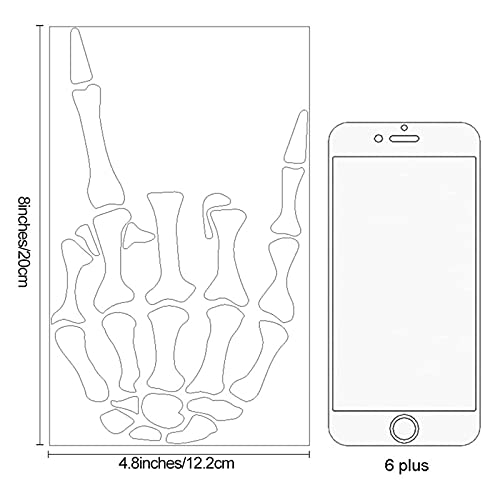 Rock on Skeleton Hand Sticker - Vinyl Car Decal 8" x 4.8" Chrome Pink