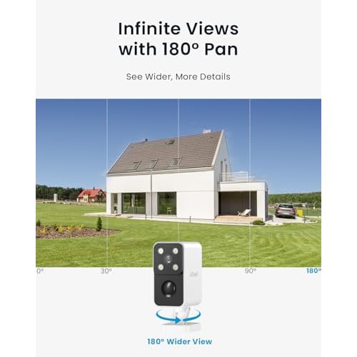 ieGeek Security Cameras Wireless Outdoor Pan Rotating 180¡Æ Home Security Cameras, 2.4G WiFi Camera Battery Powered with 2K Color Night Vision, Smart AI Detection, 2-Way Audio, Local/Cloud Storage,IP65