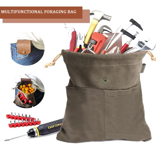 Collapsible Foraging Pouch - Water Resistant Canvas Bag - Green