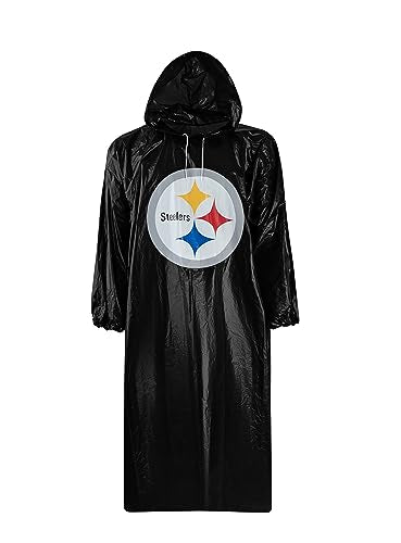 NFL Waterproof Rain Poncho - Pittsburgh Steelers, Elastic Sleeves & Hood