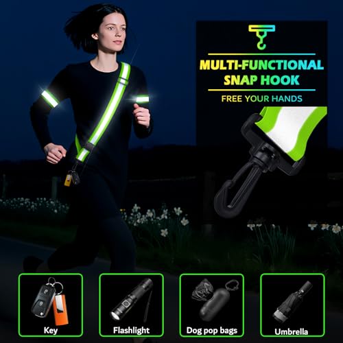 High Visibility Reflective Sash Belt & 2-Pack Armband Set - Green