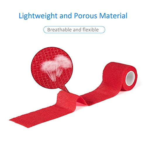 Self Adhesive Bandage Wrap 2 Inch - Elastic Cohesive Tape Red