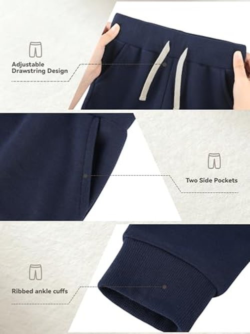 Feyoyi 3 Pack Toddler Boys Girls Sweatpants Toddler Boys Kids Joggers Pants with Pocket Drawstring Athletic Clothes