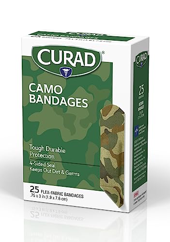 Green Camo Flex-Fabric Adhesive Bandages - 3/4" x 3" - 25 Count