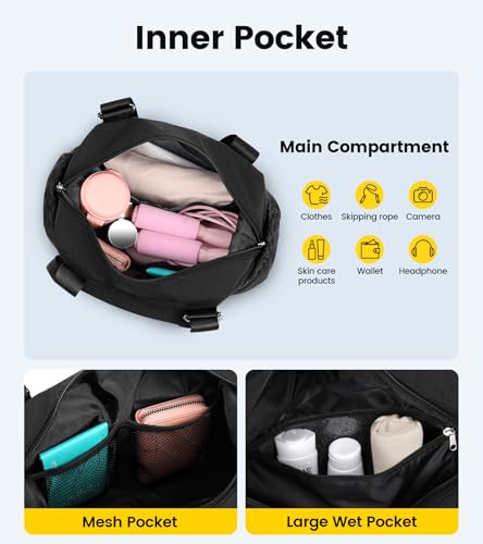 Mini Gym Bag with Wet Pocket for Yoga Travel - Black