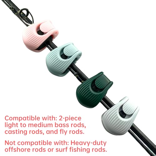 VIREYA Blue Fishing Rod Belt & Clip Set for Spinning, Fly, Casting Rods - 4 Pcs