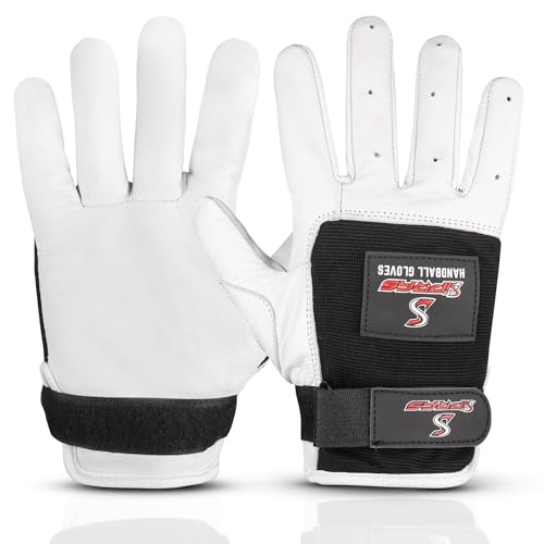Premium Leather Handball Gloves - Large, Unpadded with Adjustable Strap