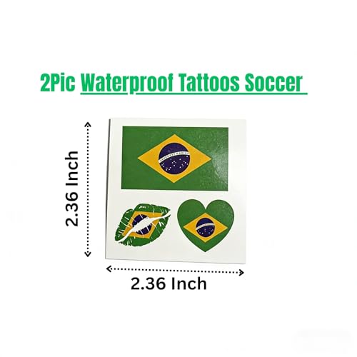 World Soccer 2026 Fan Essentials Kit - 3x5 Ft Flag Cape & Tattoos - Brazil