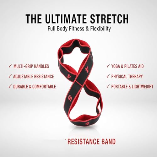 Fitness Resistance Bands with Handles for Stretching - Red
