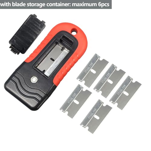 Razor Blade Scraper Tool with 10Pcs Stainless Steel Blades for Removing Stickers,Labels,Decal,Glue,Paint,Adhesive from Window,Glass,Stove Top,Car,Tile