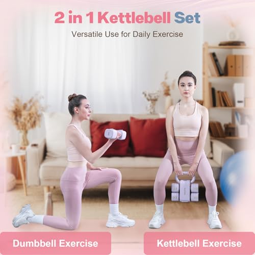 Kisnbld Adjustable Dumbbell & Kettlebell Set - Purple 2-in-1 Home Gym Equipment