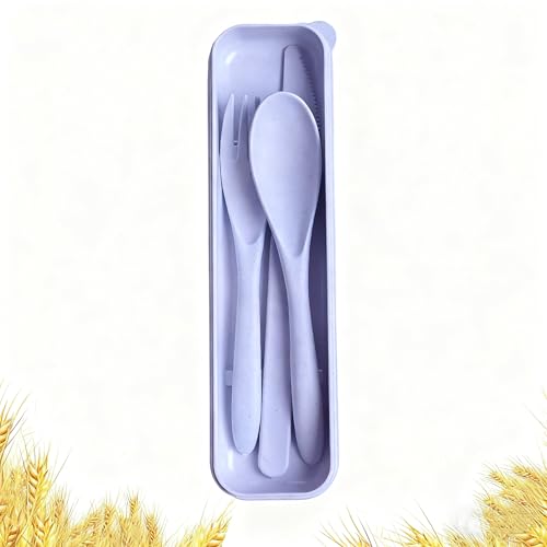 Wheat Straw Travel Utensil Set with Case - Purple