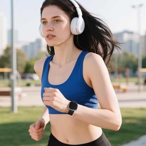 Braided Stretchy Magnetic Band for Fitbit Versa 4 - Black, 5.51-8.66" Wrist