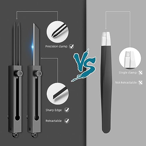 2-in-1 EDC Pocket Knife & Tweezers Multitool - Black