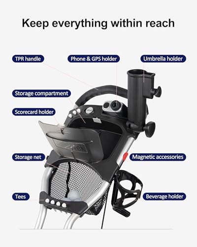 EZ-Fold 3-Wheel Golf Push Cart - Dark Grey