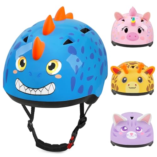Cute Toddler Bike Helmet for Ages 1-3 - Adjustable Kids Safety Helmet with Animal Designs