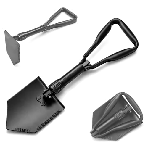 USGI Industries Tri-Fold Military E-Tool Folding Serrated Tactical Shovel – Compact Outdoor Digging Tool