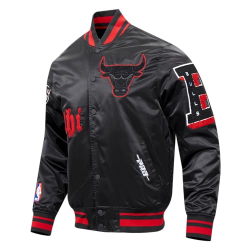 NBA Old English Satin Jacket - Chicago Bulls - X-Large - Black/Red