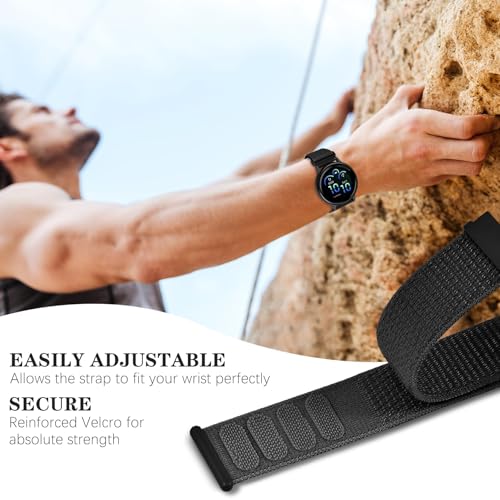 20mm Nylon Hook and Loop Band - Black Sport Strap for Garmin