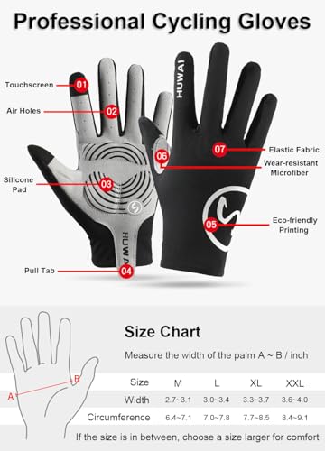 Full Finger Cycling Gloves with Gel Palm Padding - Medium Red