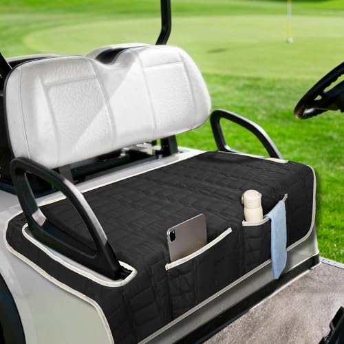 Golf Cart Seat Cover - Universal Non-Slip Protector with Storage Pockets - Black Without Ears 51" x 30.5"