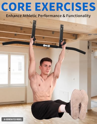 Joist Mounted Pull Up Bar - Ceiling Mount Chin Up Bar - Black