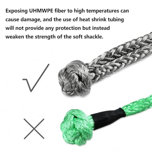 UHMWPE Soft Shackles 2PCS 1/2 Inch x 22 Inch Gray - 56,000lbs Strength