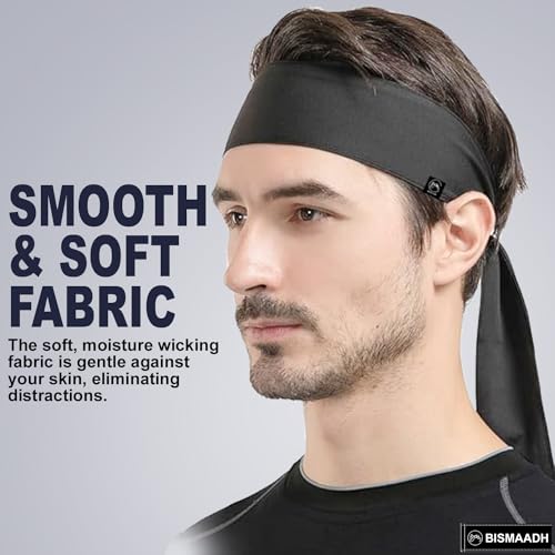 Dri-Fit Sweat-Wicking Tie Headband - Black - Unisex Sports Headband