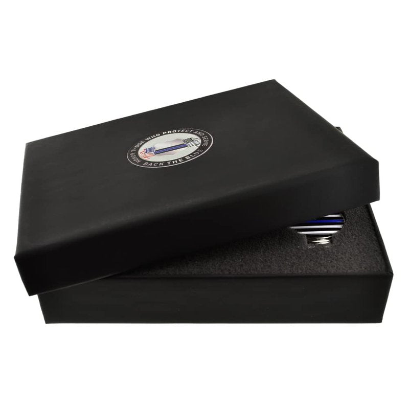 PinMart's Thin Blue Line Flag Golf Essentials Gift Set, Golf Divot Tool, Hat Clip, Magnetic Ball Markers, Large Ball Marker with Presentation Box - Gifts and Accessories for Men and Women