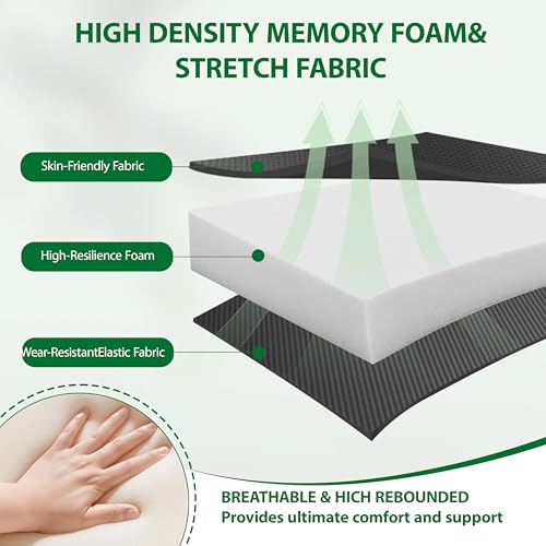Inflatable Travel Seat Cushion - Self-Inflating Memory Foam Pad - Green
