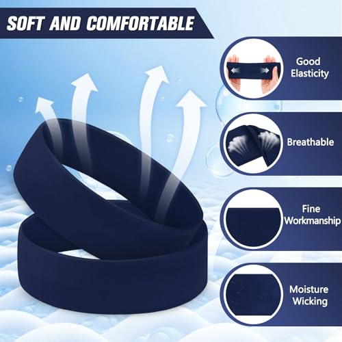 Hotop 12 Pack Navy Blue Sport Headbands Elastic Sweatbands for Women