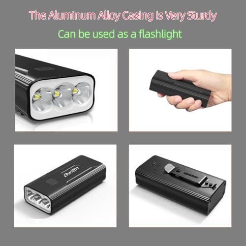 Swittn 3000 Lumen USB-C Bike Light Front & Rear, 5200mAh Battery, 5 Modes, IPX5