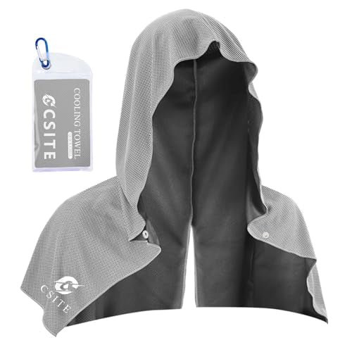 Cooling Hoodie Towel - Instant Cooling Neck & Face Towel - Light Gray
