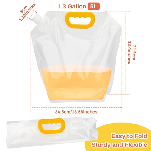 Omoojee 4-Pack Collapsible Water Containers 1.3Gallon Portable Water Bags for Camping & Emergency
